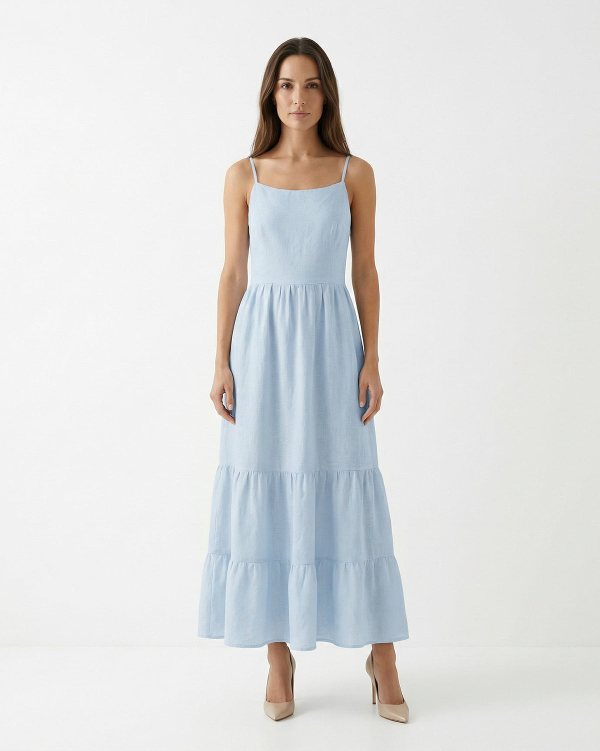 Rhi Linen Blend A-Line Suspender Mini Dress with Adjustable Straps – view 10