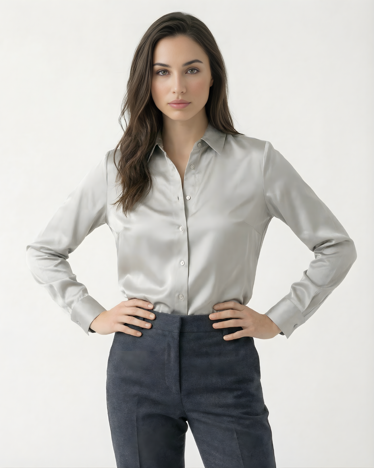 Heavyweight Mulberry Silk Satin Shirt with Gentle Stretch – view 6
