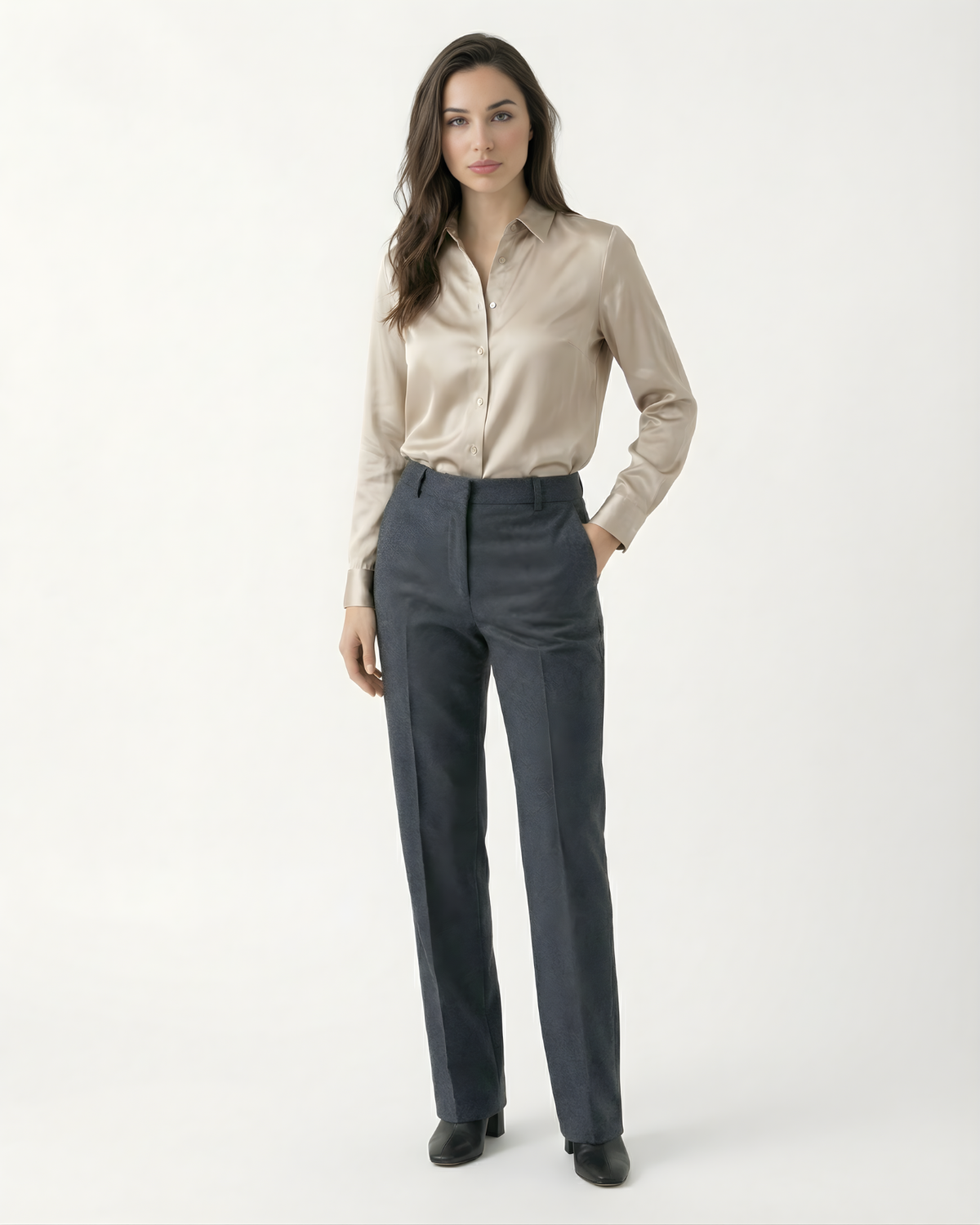 Heavyweight Mulberry Silk Satin Shirt with Gentle Stretch – view 3