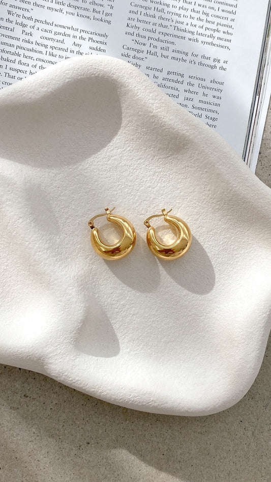 Forte Chunky Hinged Hoop Earrings – Gold Plated