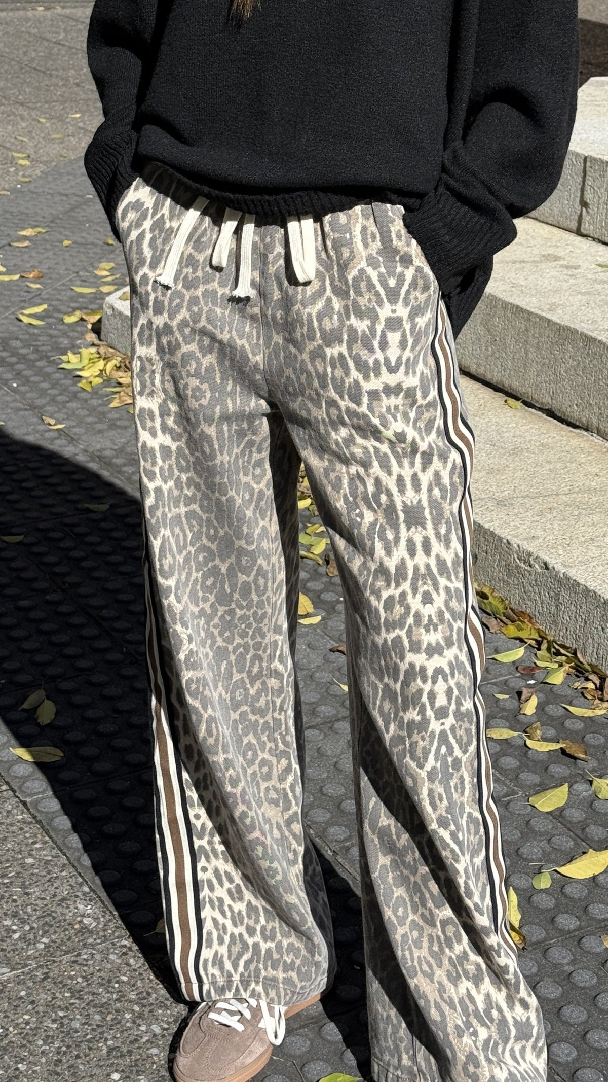 Vox High Waisted Straight Leg Trousers – Leopard Print Racer Stripe – view 5