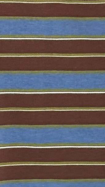 Jayana Collared Boxy Jersey Top with Ribbed Cuffs – Blue/Green/Choc Stripe – view 5
