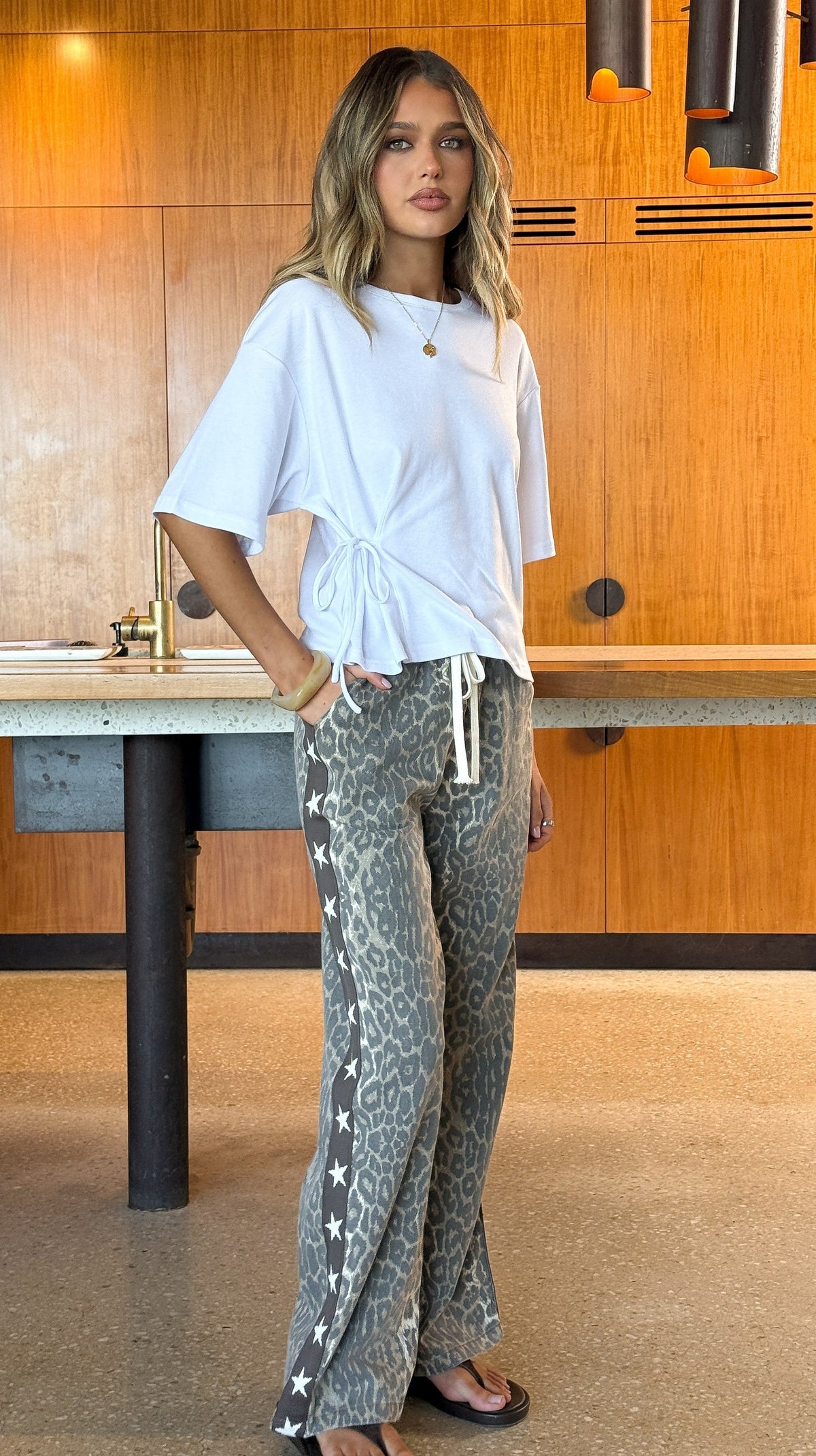 Vox High Waisted Straight Leg Trousers – Leopard and Star Print