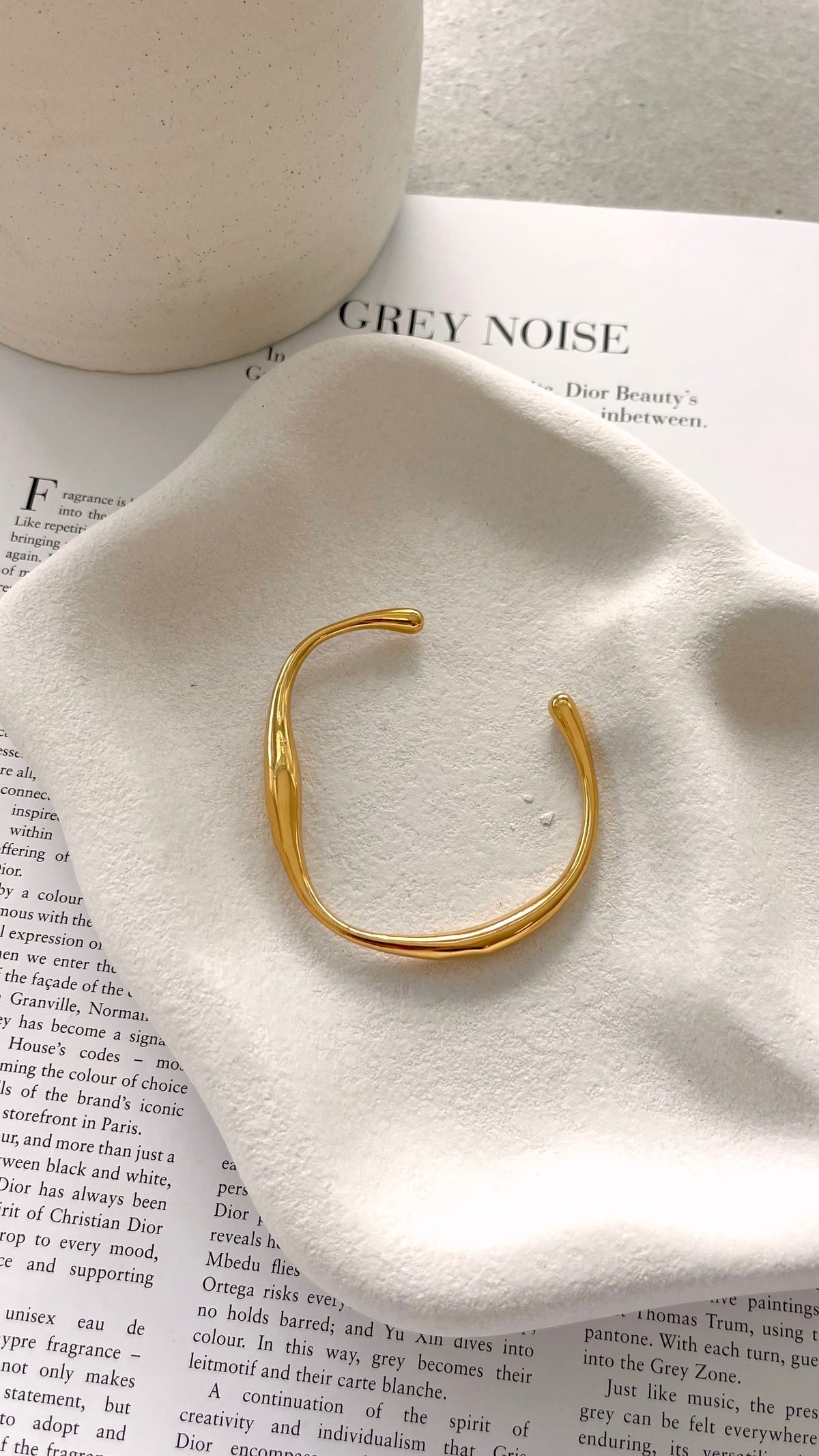 Amayah Wavy Open Cuff Stacking Bracelet – Gold Plated – view 3