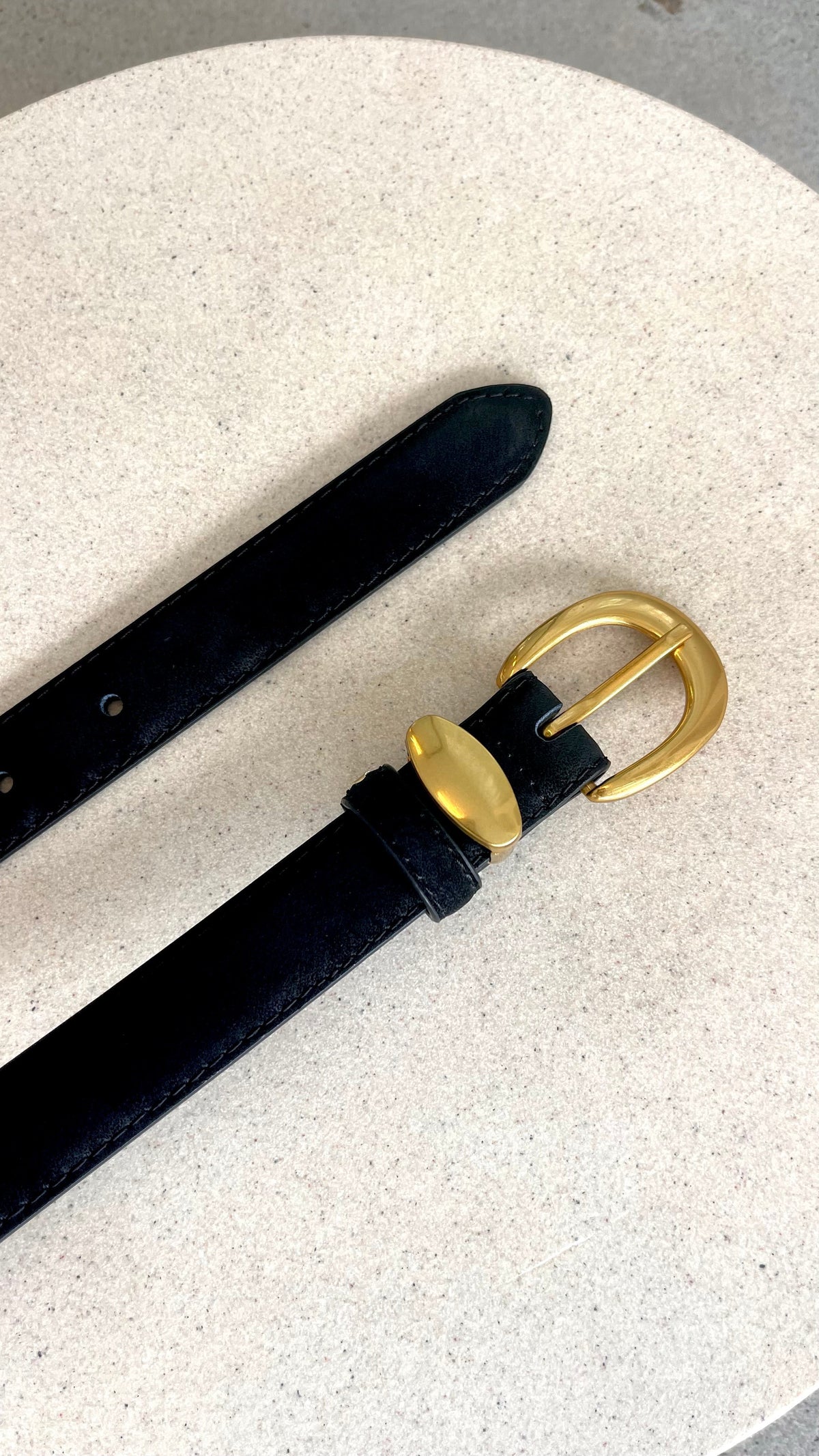 Maya Faux Leather Belt with Gold Hardware – Black – view 4