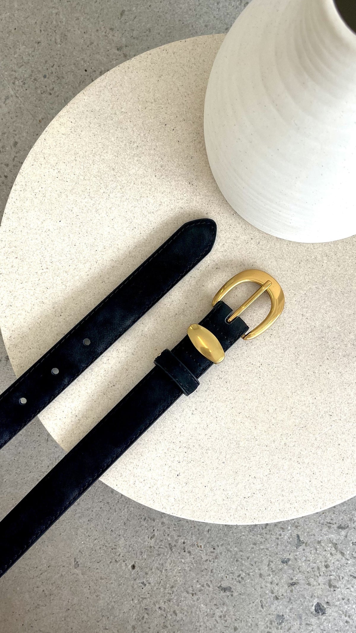 Maya Faux Leather Belt with Gold Hardware – Black – view 3