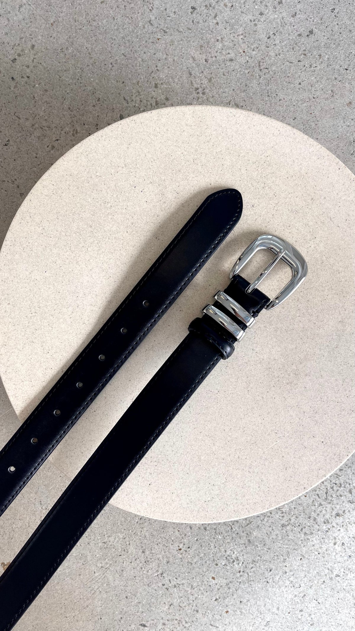 Wilma Faux Leather Belt with Silver Hardware – Black – view 2