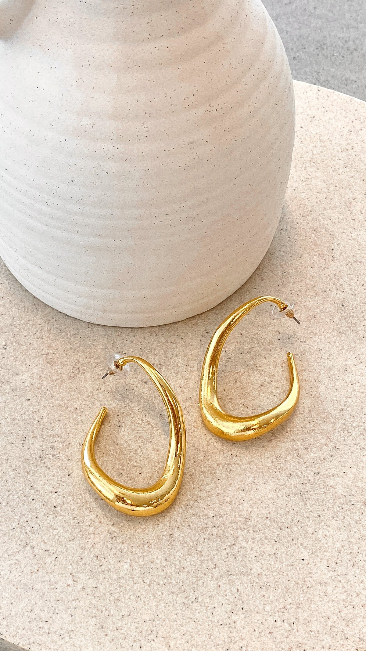 Eastwood Irregular Shaped Drop Stud Earrings – Gold Plated
