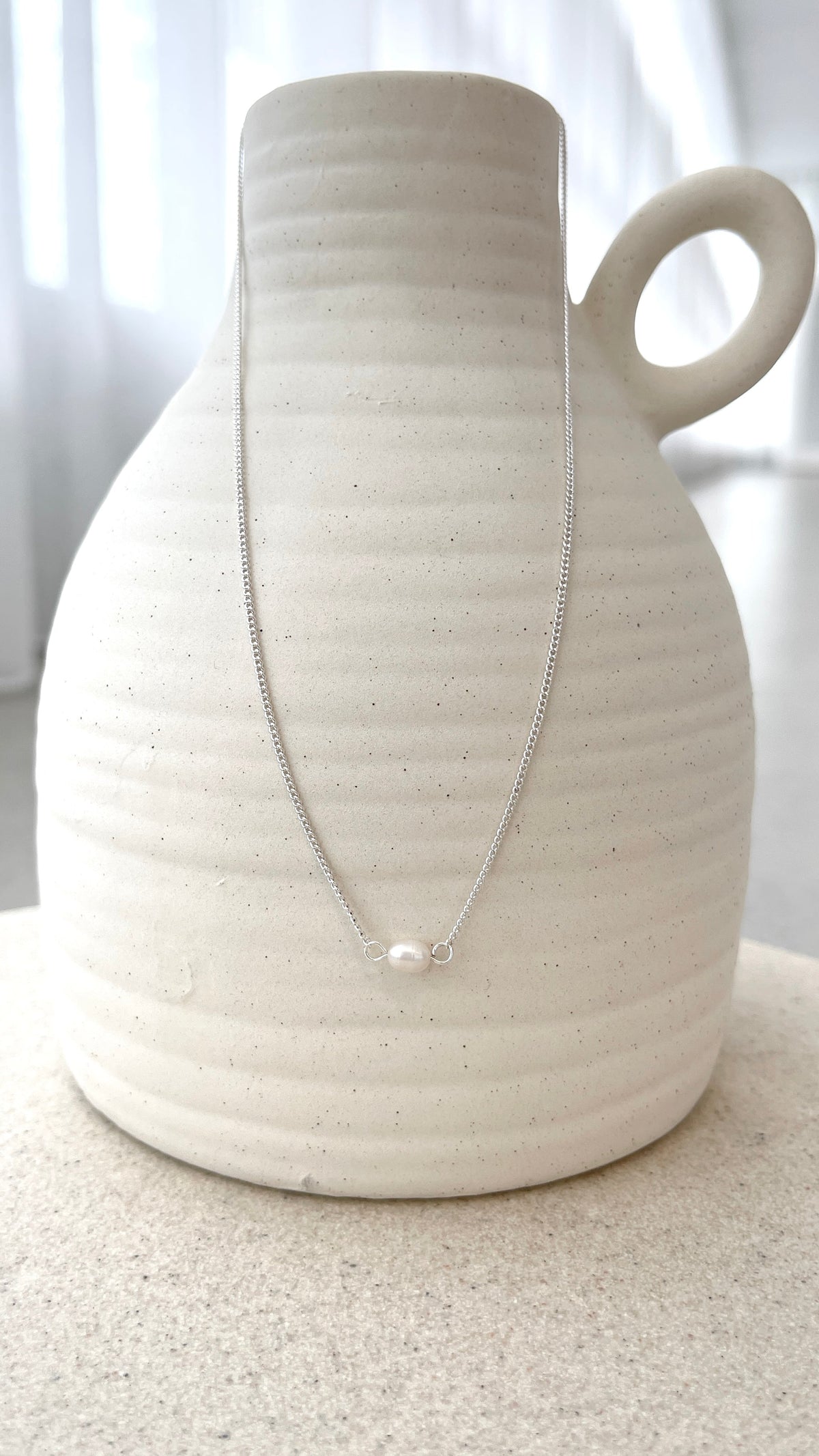 Kimmy Dainty Anti-Tarnish Necklace – Silver/Pearl
