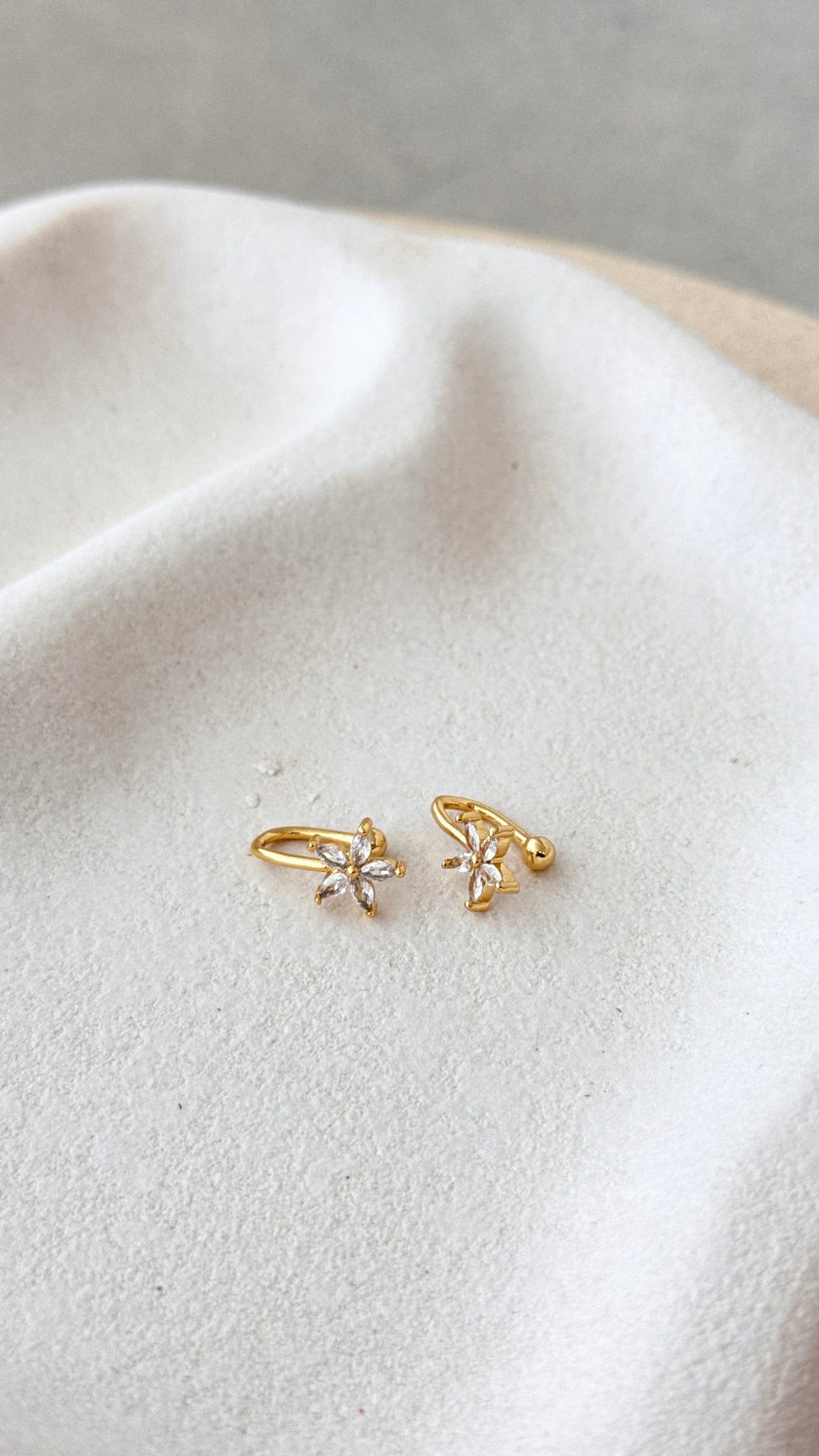 Yiota Sparkling Cubic Zirconia Ear Cuff Earrings – Gold – view 2