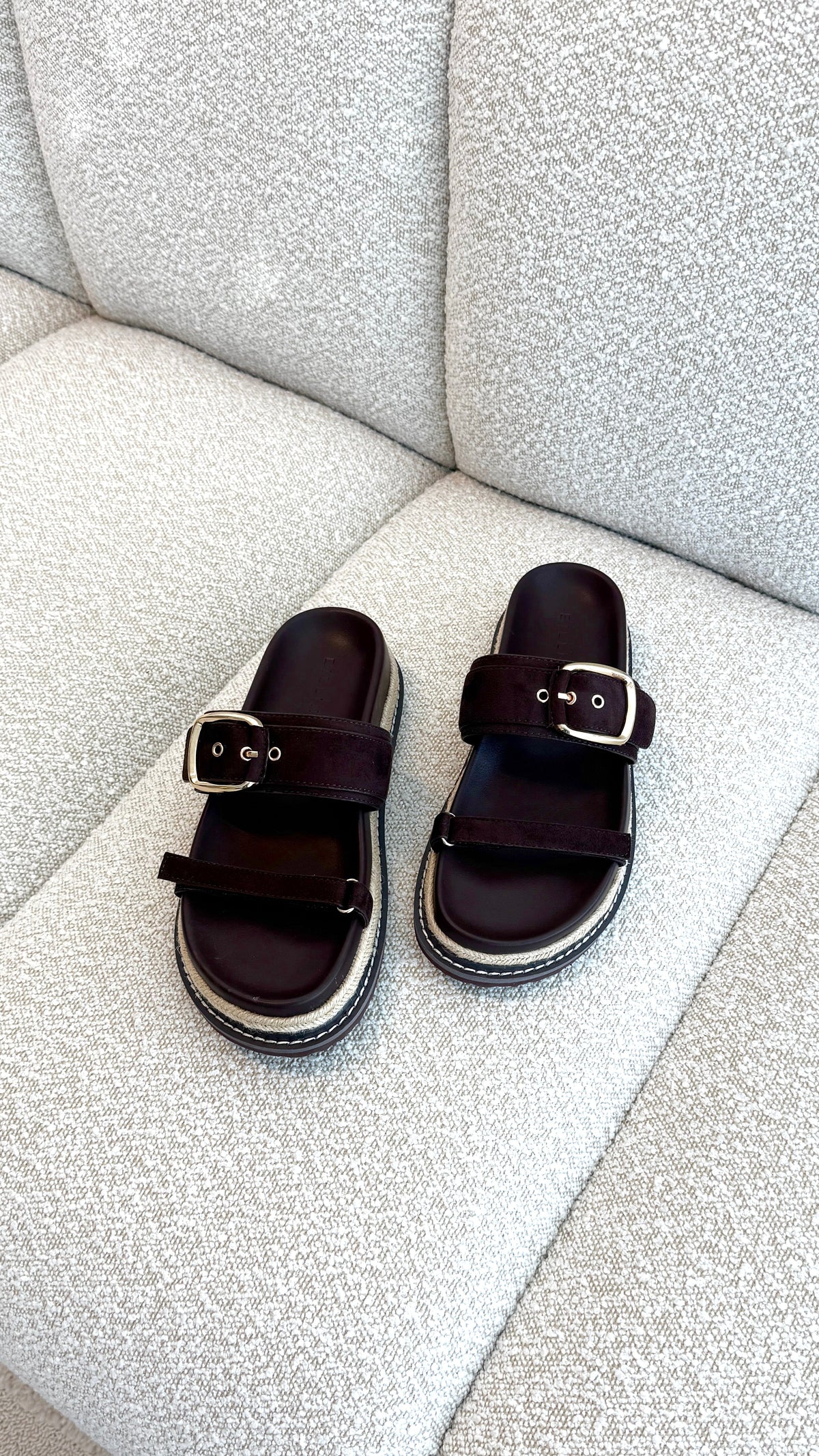 Tabitha Platform Slides with Rope Detail and Buckle Strap – Dark Cacao – view 2