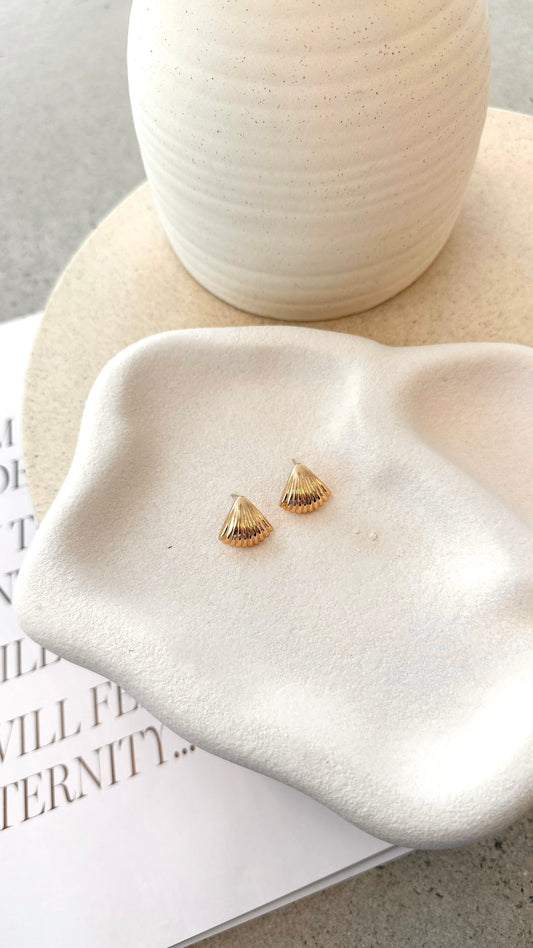Dalair Shell Shaped Drop Earrings – Gold Plated – view 2