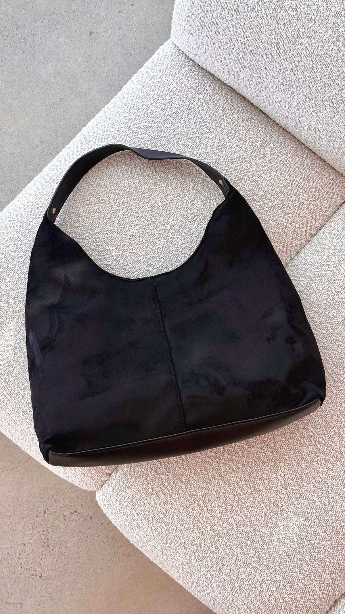 Tammy Semi-Structured Shoulder Tote Bag – Black Suede – view 1