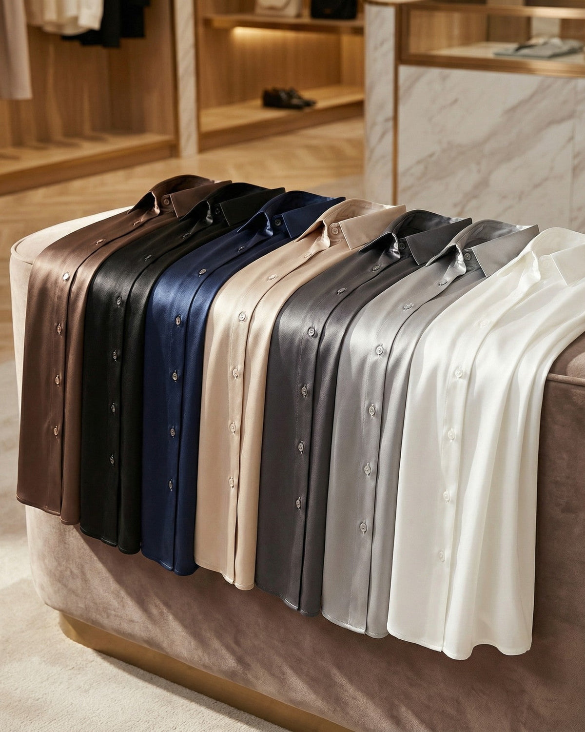 Heavyweight Mulberry Silk Satin Shirt with Gentle Stretch – view 9