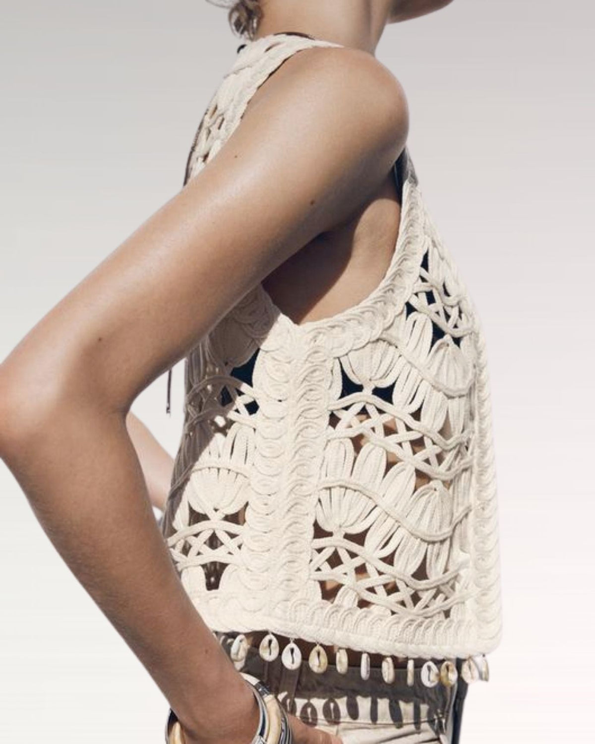Sleeveless V-Neck Tailored Summer Vest Top – White