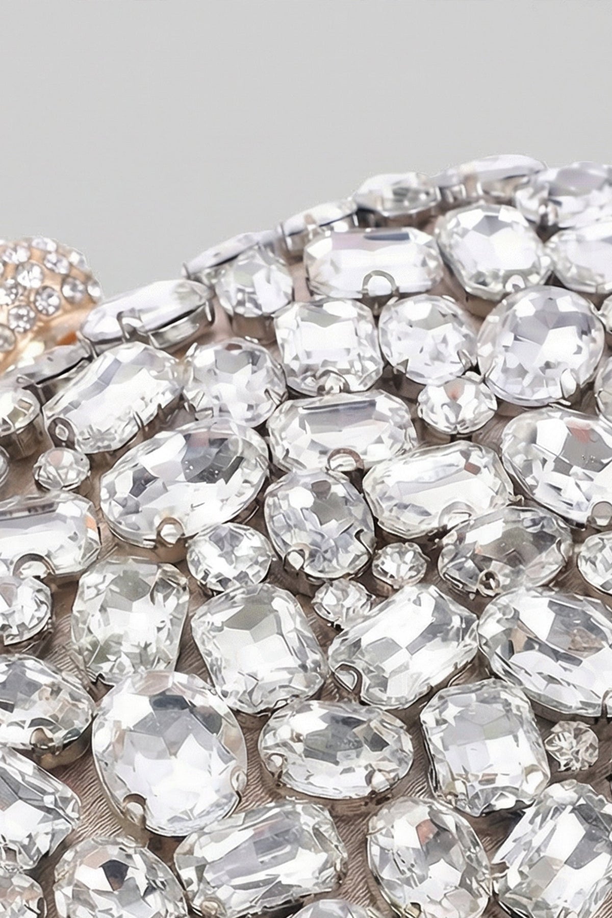 Crystal-Embellished Oval Clutch with All-Over Stone Finish – Silver – view 5