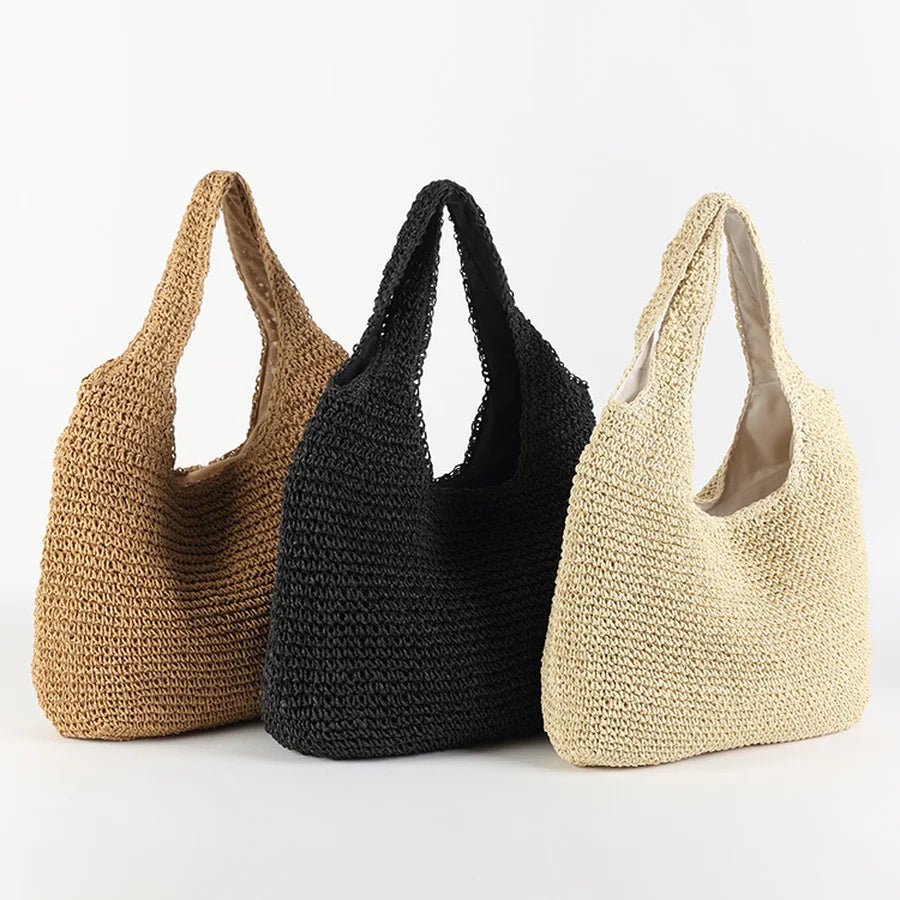Beatrice Woven Rattan-Texture Straw Tote Bag with Open Top – view 15