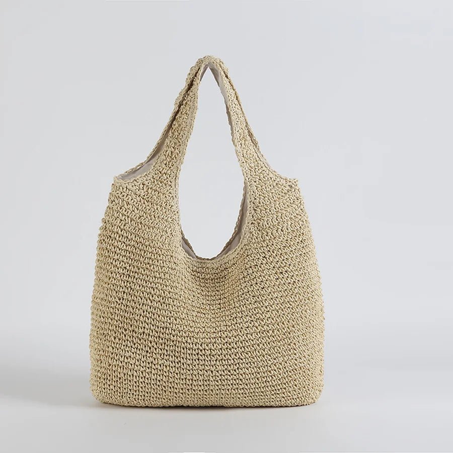 Beatrice Woven Rattan-Texture Straw Tote Bag with Open Top – view 13