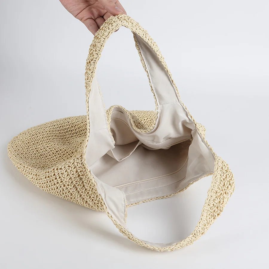 Beatrice Woven Rattan-Texture Straw Tote Bag with Open Top – view 8