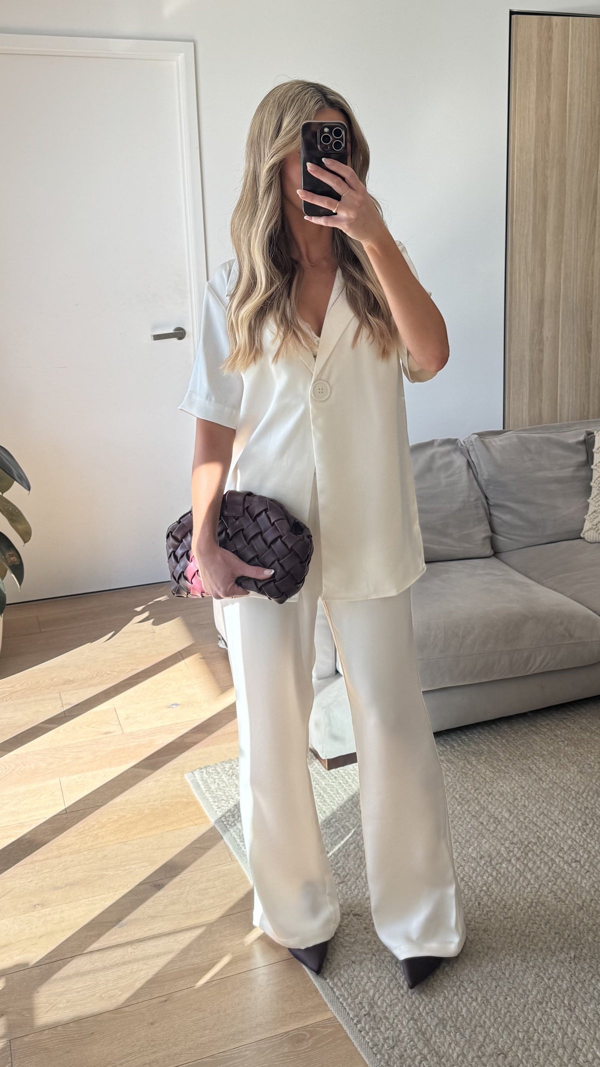 Imogen Polo Collar Oversized Button Shirt – Cream – view 14