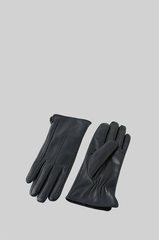 Bespoke Stitching Form-Fitting Smooth Leather Gloves – Black