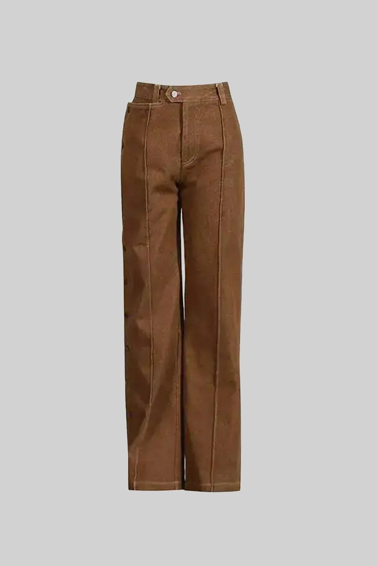 Suede Tie-Neck Cropped Jacket and Wide Leg Trousers Co-ord Set – Brown – view 4