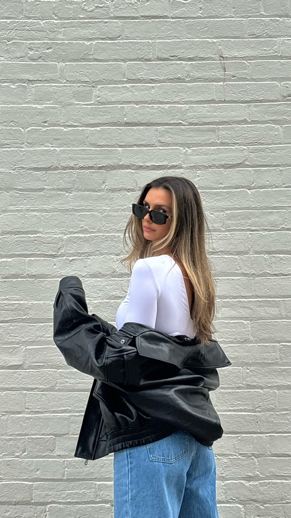 Kenny Oversized Vegan Leather Bomber Jacket – Jet Black – view 6