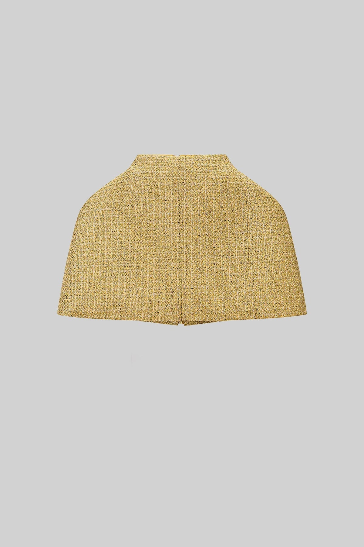 Cropped Metallic Woven Cape with Round Neck – Gold – view 7