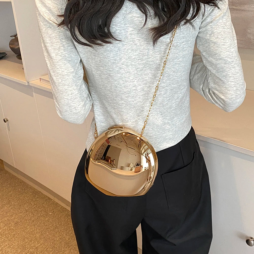 Celeste Shell-Shaped Metallic Acrylic Evening Clutch with Chain