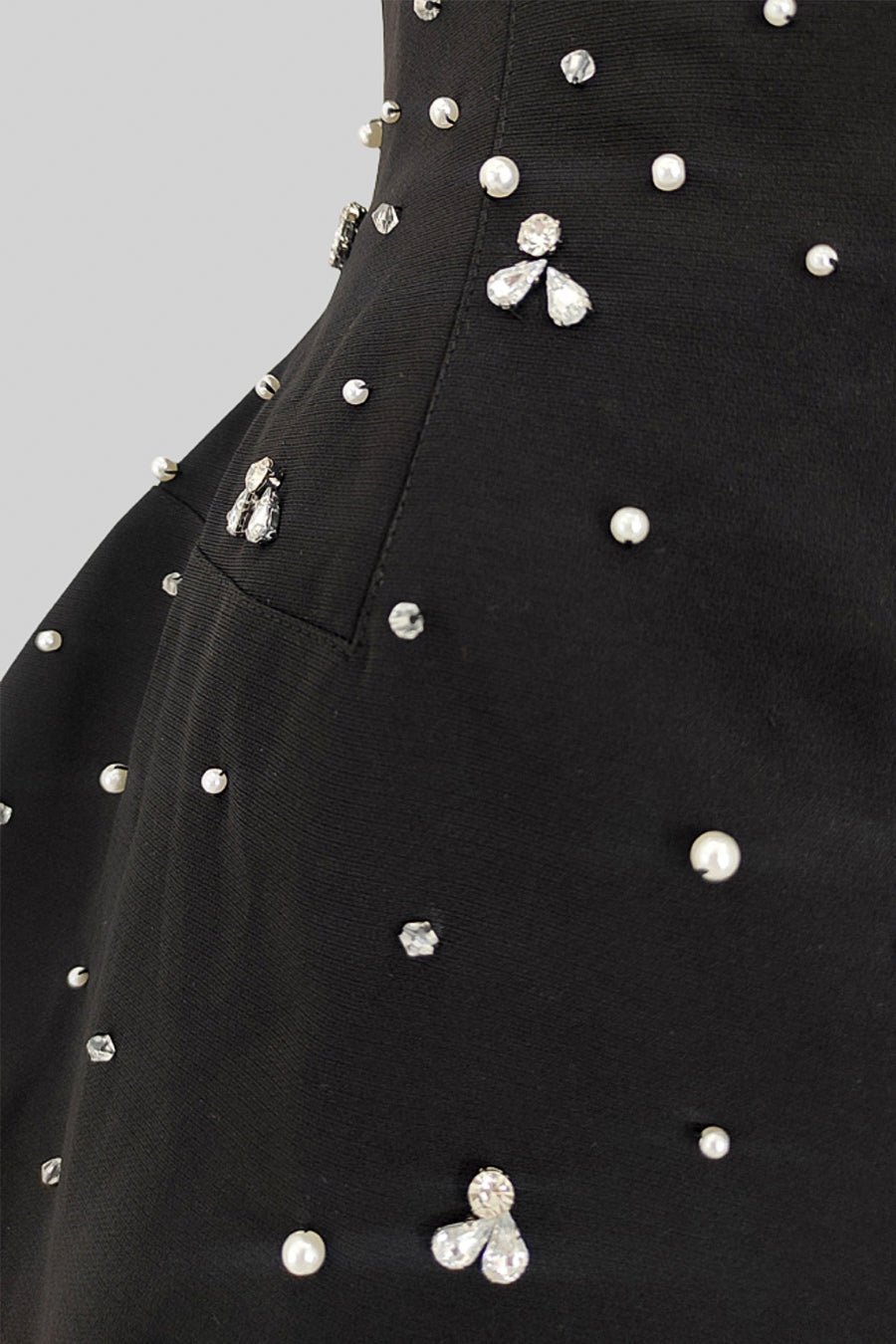 Strapless Crystal Embellished Fitted Mini Dress – Black – view 9