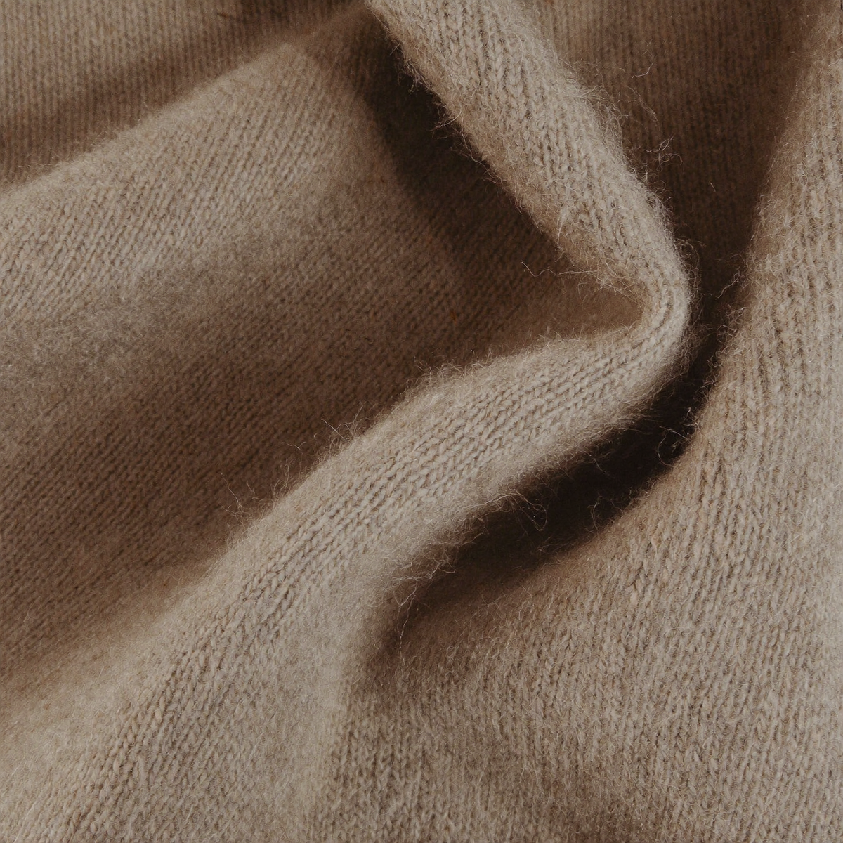 Taupe cashmere knit close-up