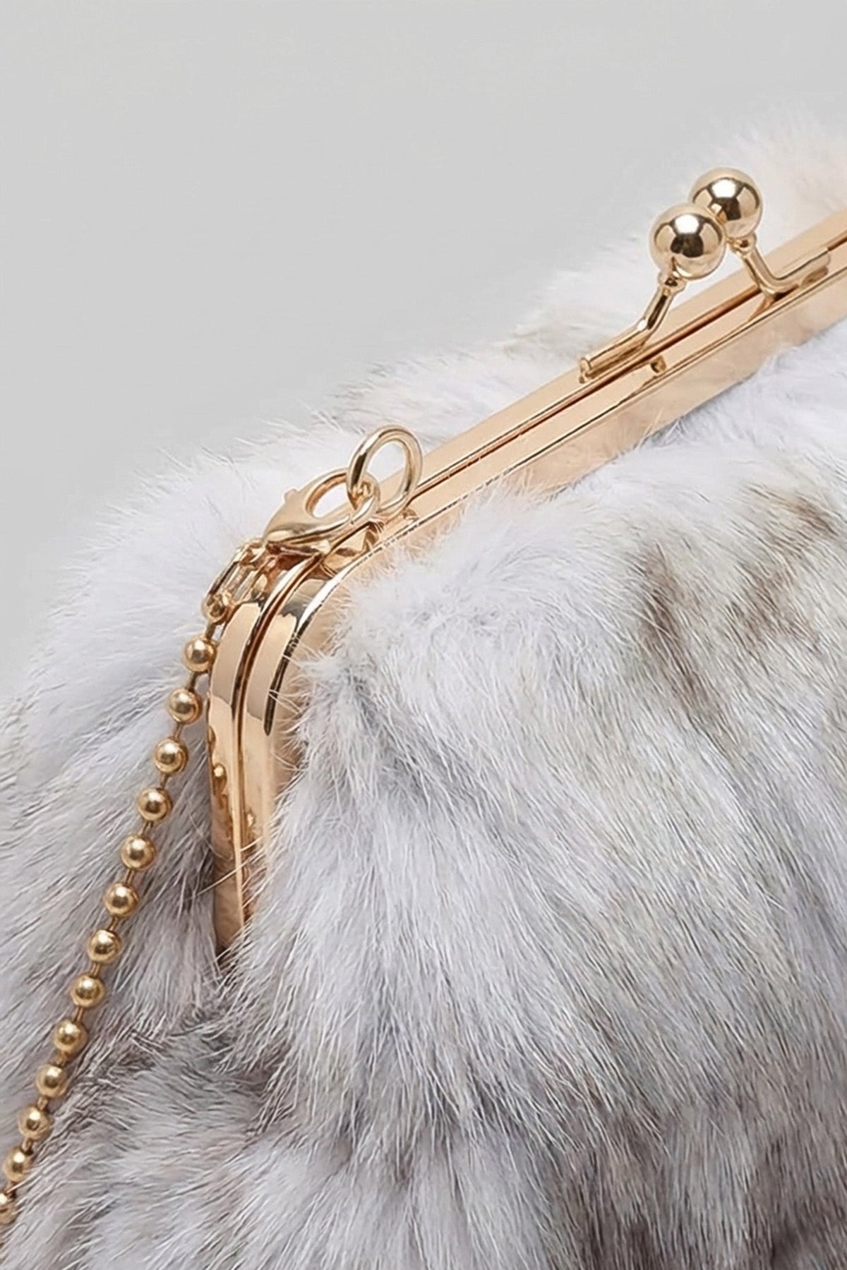 Faux Fur Clutch Bag with Kiss-Lock Closure – Khaki – view 3