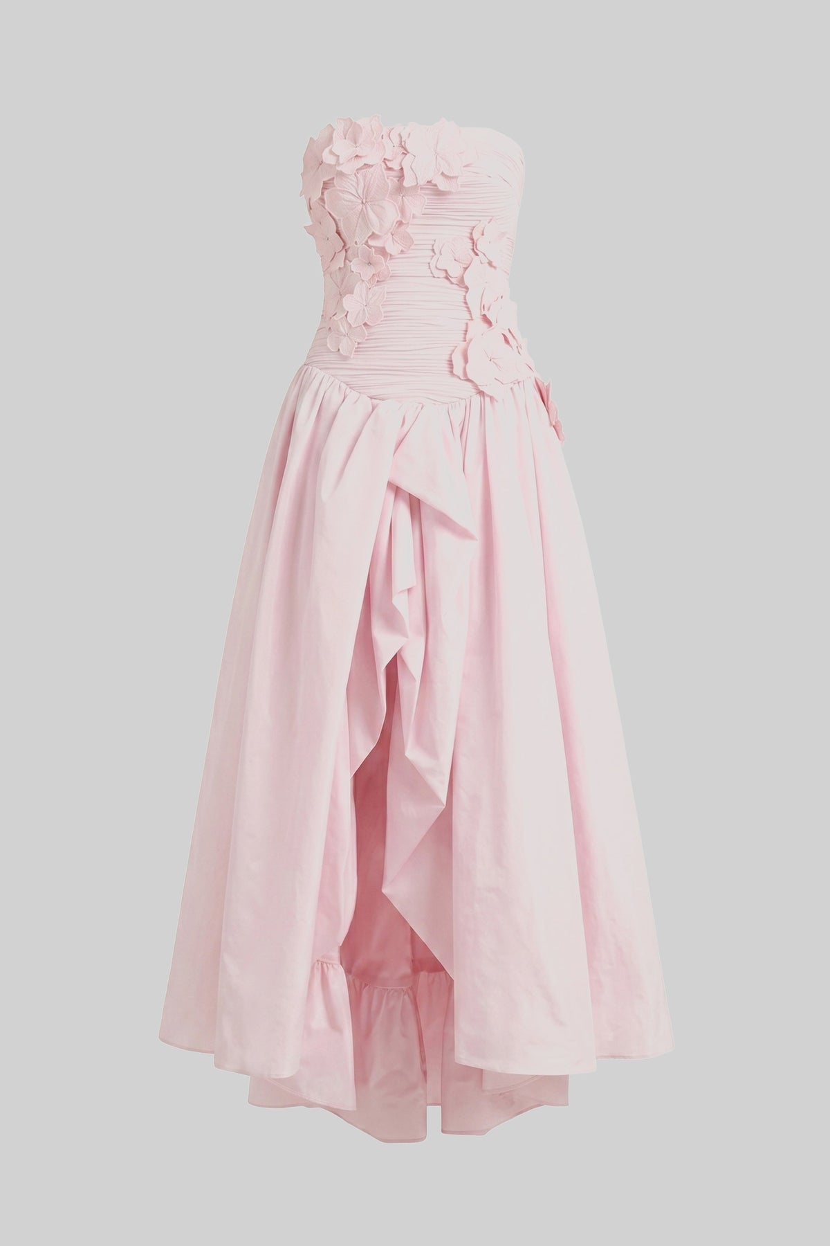 Strapless Sweetheart Ballgown with 3D Floral Bodice – Pink – view 8