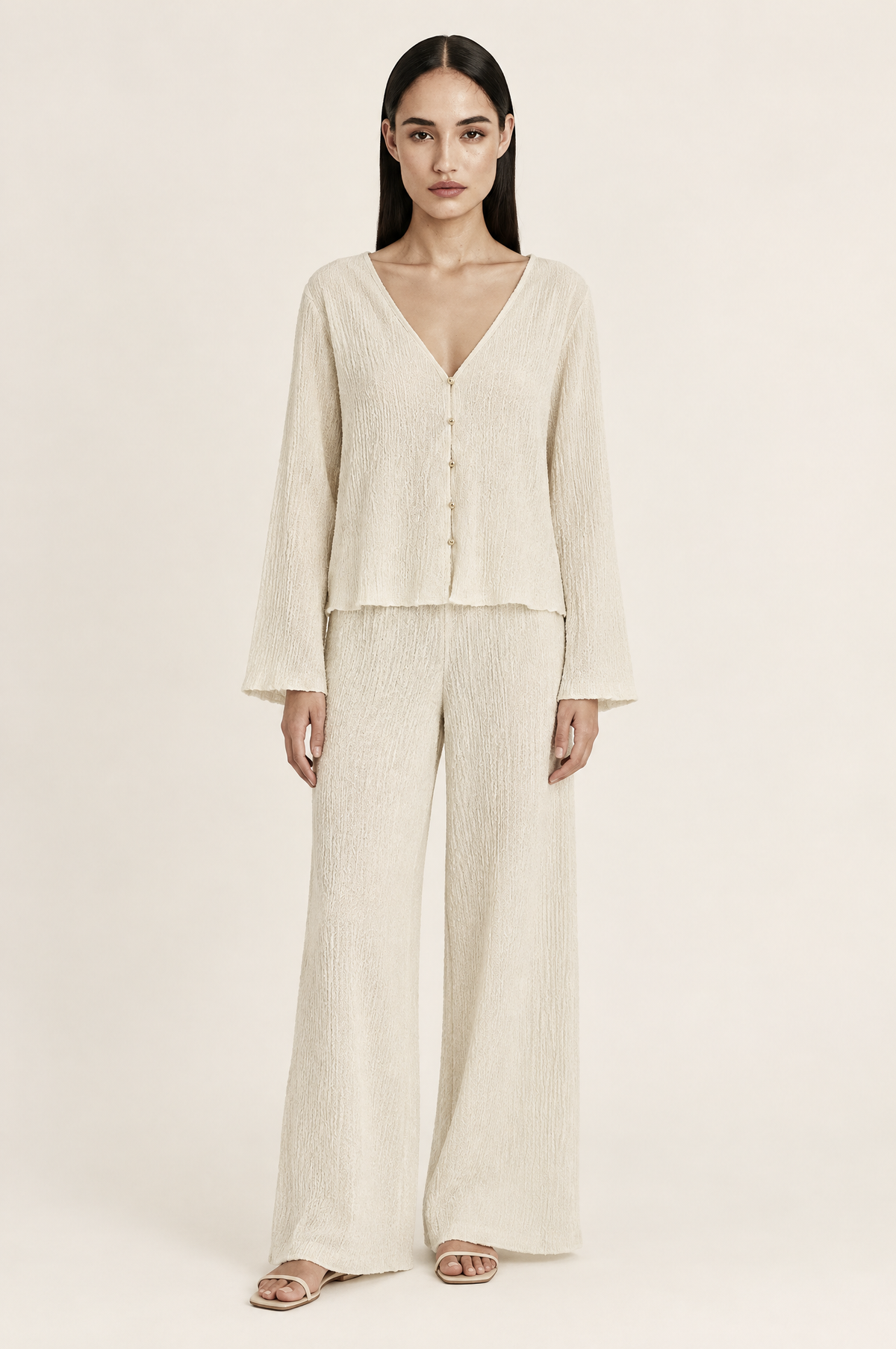 Lightweight Relaxed Fit Two-Piece Summer Co-ord Set worn by model