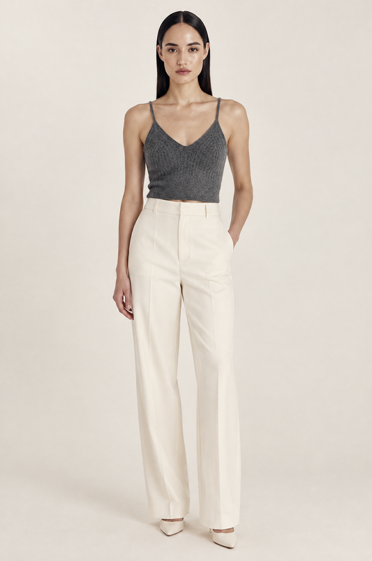 Lightweight Pure Cashmere Knitted Layering Vest Top worn by model