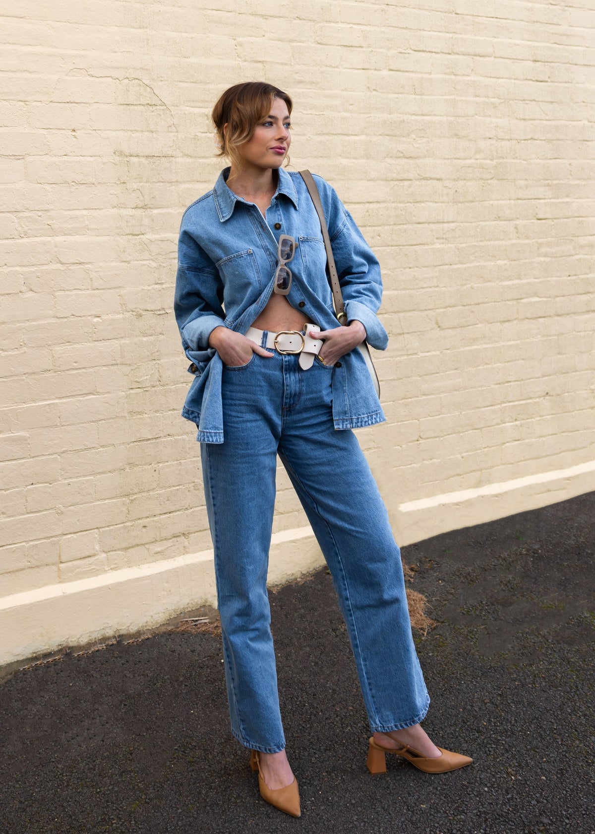 Zaeli Straight Leg Jeans with Tobacco Stitching – Mid Blue – view 11
