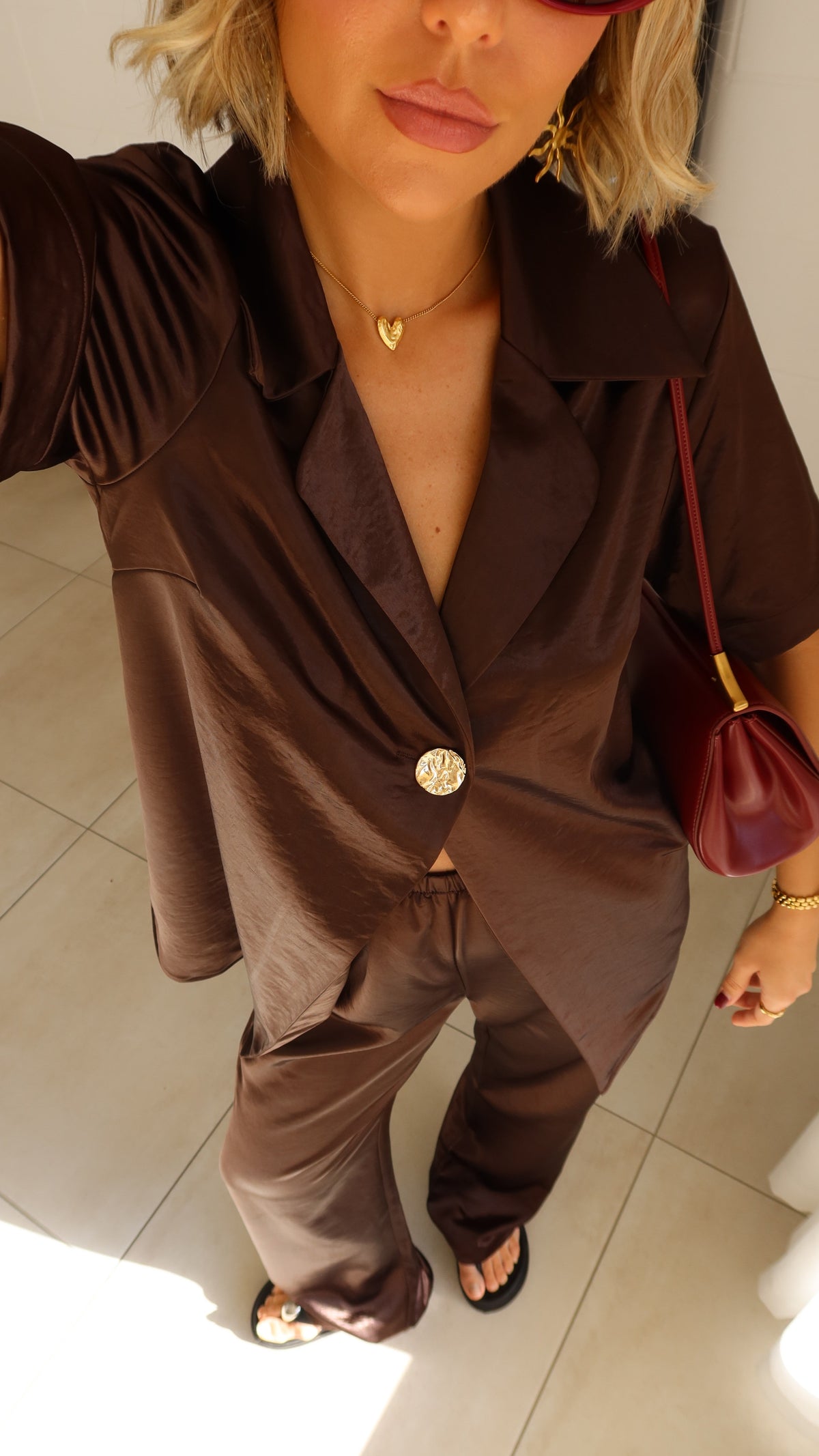 Bridget High Waisted Relaxed Elasticated Trousers – Chocolate – view 16