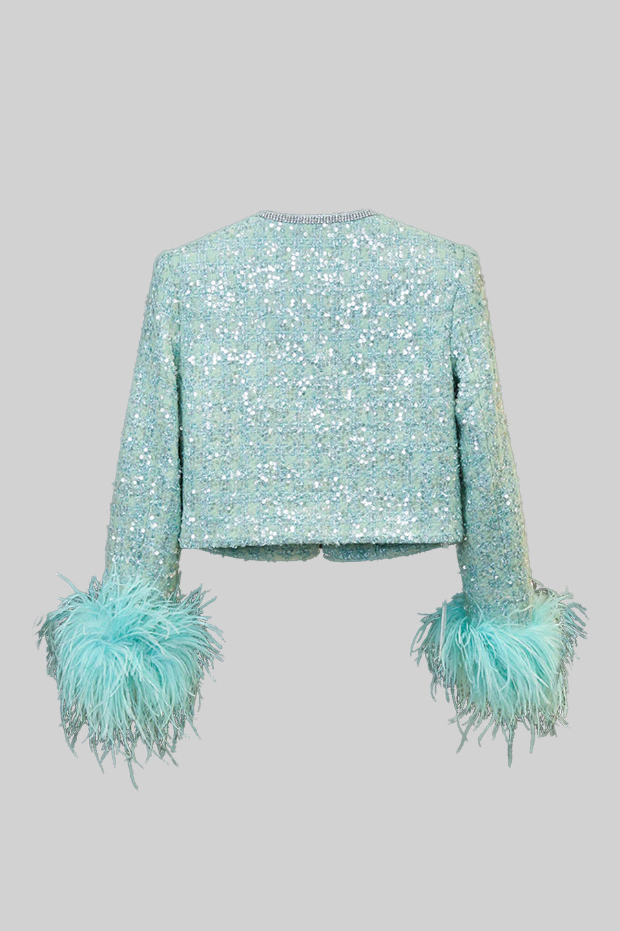 Sparkling Knit Jacket and Ruffle Hem Skirt Set – Mint Green – view 11