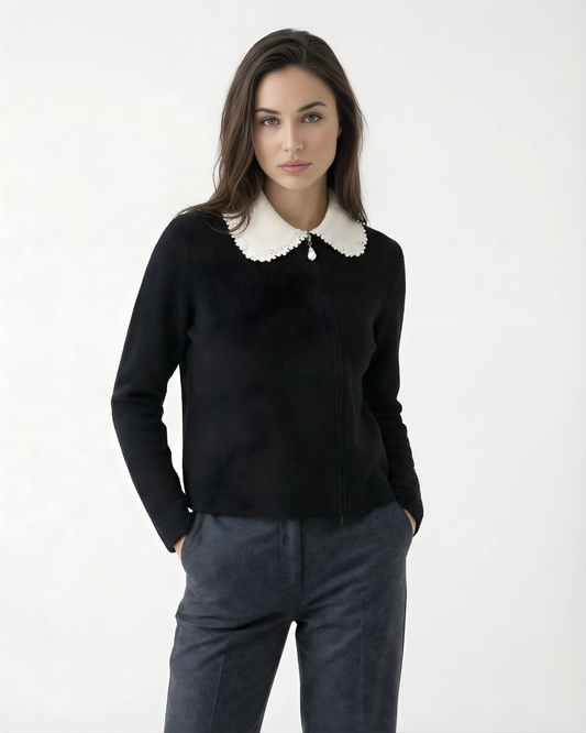 Pure Cashmere Knitted Jacket with Baroque Pearl Embellishment – view 4