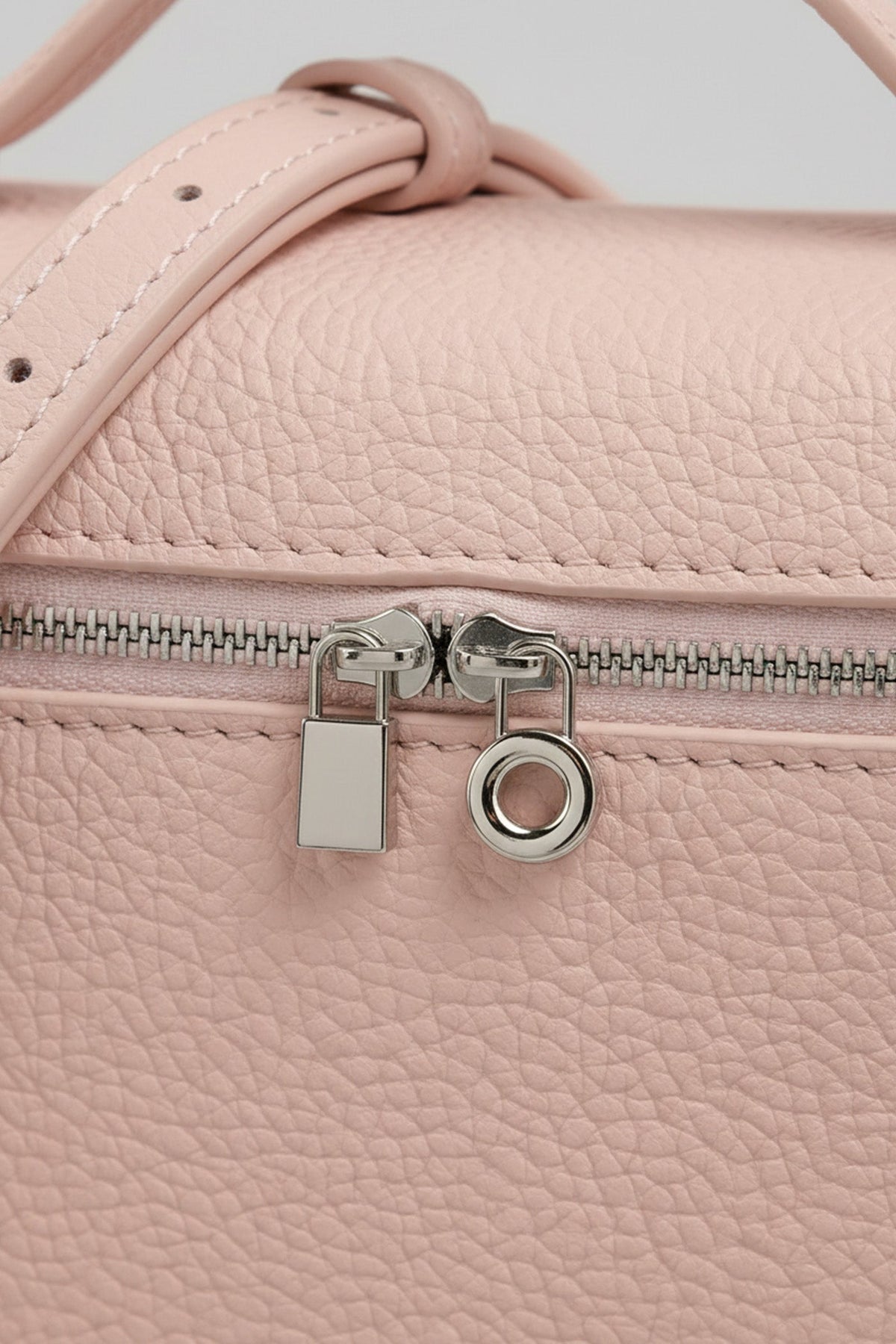 Structured Pebbled Leather Vanity Bag with Top Handle – Pink – view 3