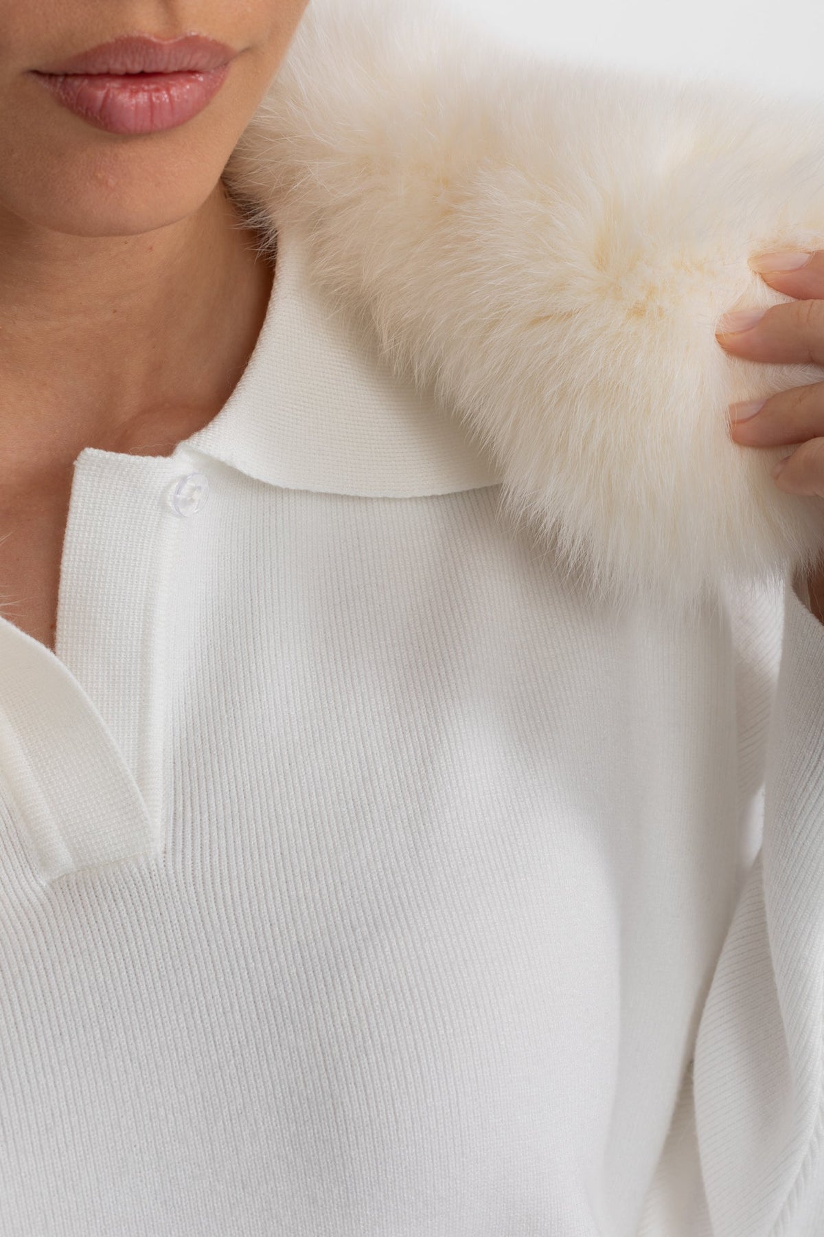 Knit Lounge Top and Straight Leg Trousers Set – White – view 5