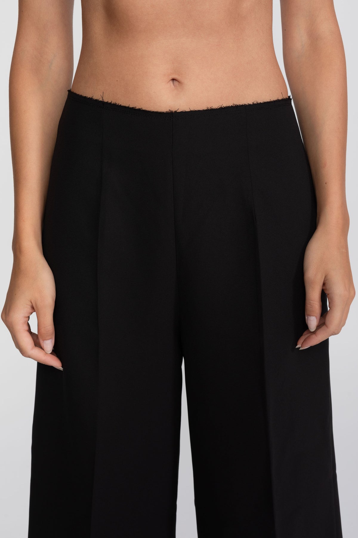 Ruched Wrap Top, Contrast Cape and Wide Leg Trouser Set – Black – view 9