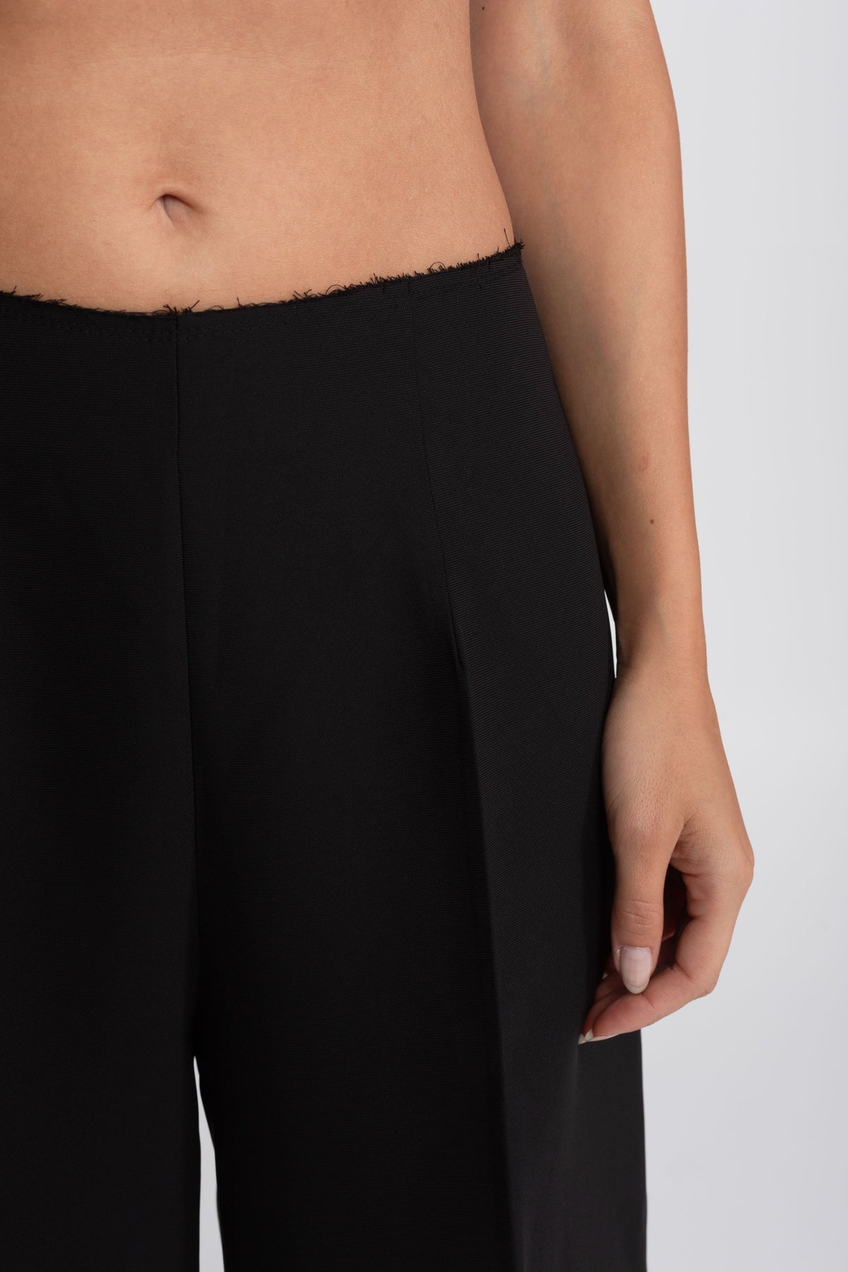 Ruched Wrap Top, Contrast Cape and Wide Leg Trouser Set – Black – view 10