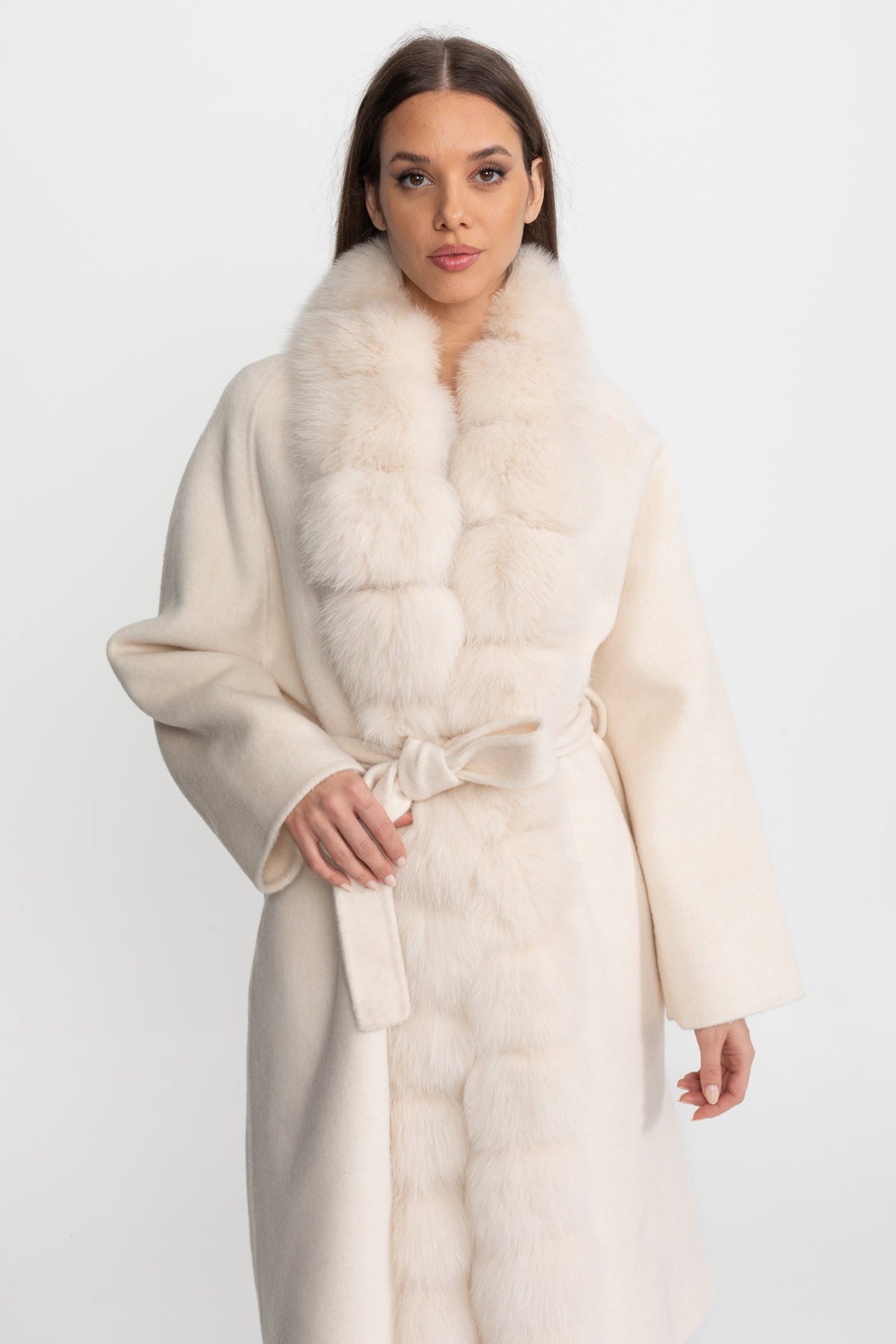 Longline Wool Wrap Coat with Full-Length Front Panel – Ivoire – view 4