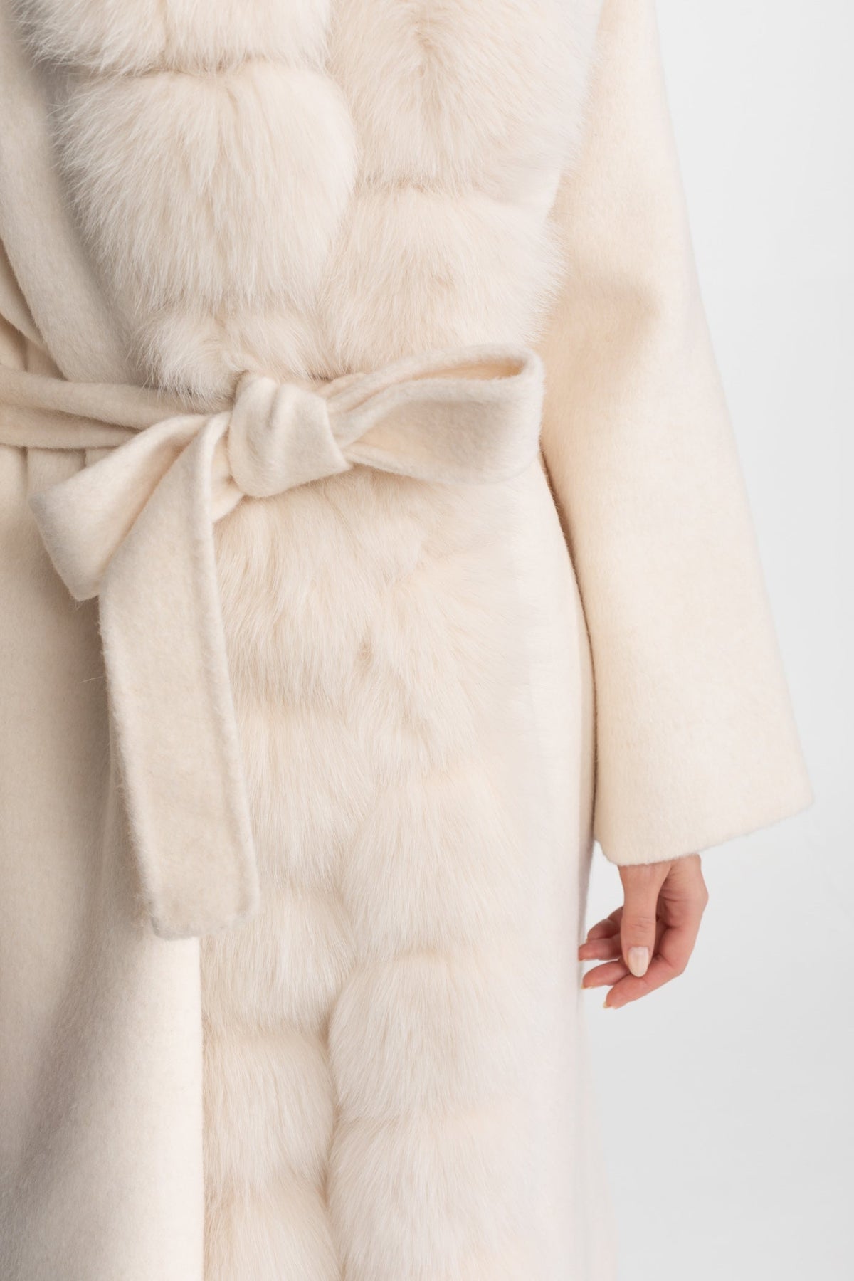 Longline Wool Wrap Coat with Full-Length Front Panel – Ivoire – view 5