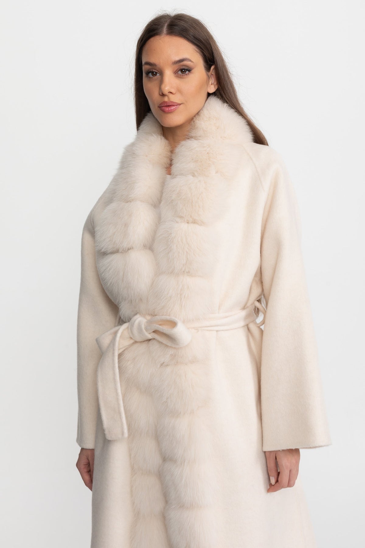Longline Wool Wrap Coat with Full-Length Front Panel – Ivoire – view 3
