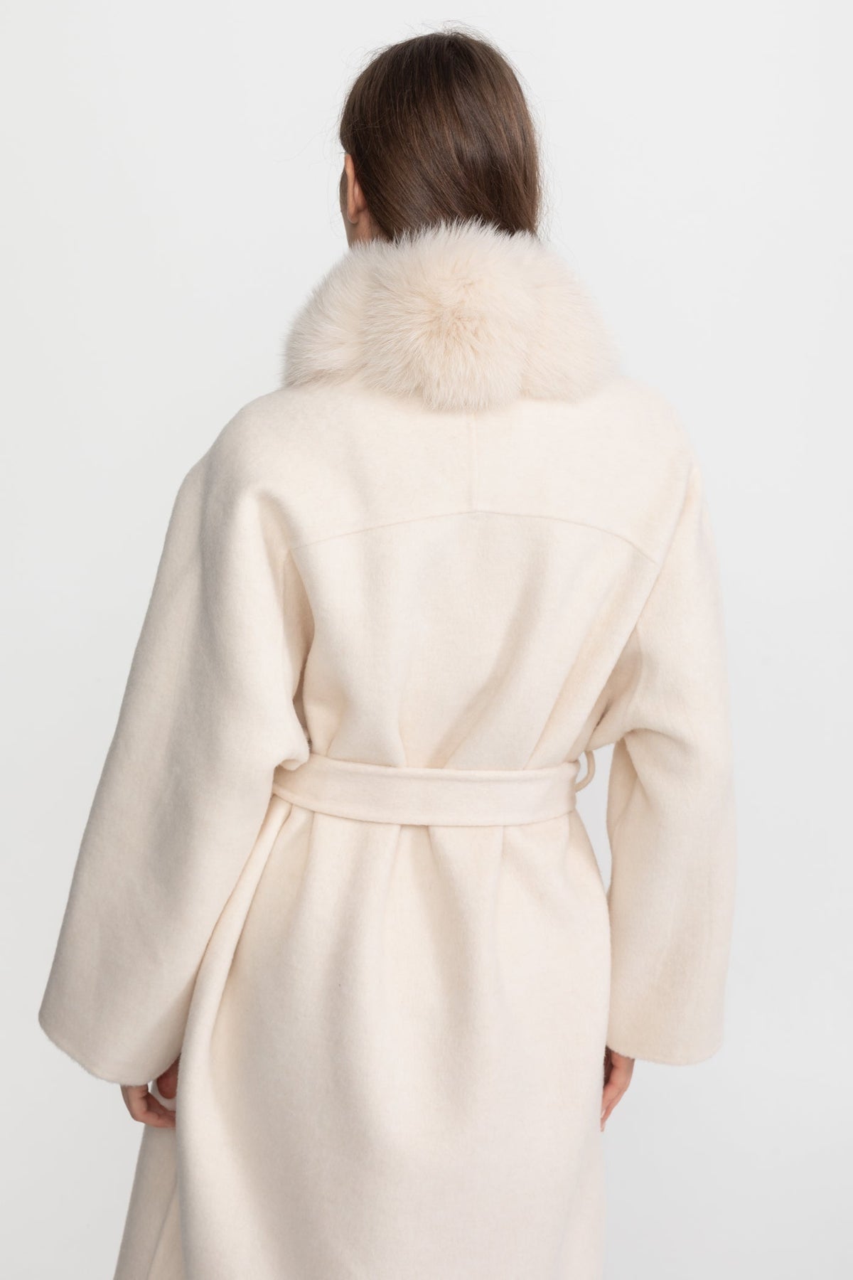 Longline Wool Wrap Coat with Full-Length Front Panel – Ivoire – view 8