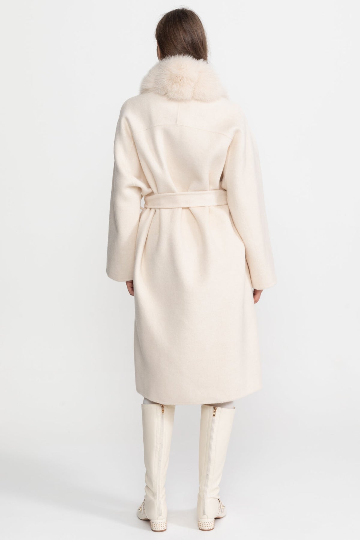 Longline Wool Wrap Coat with Full-Length Front Panel – Ivoire – view 7