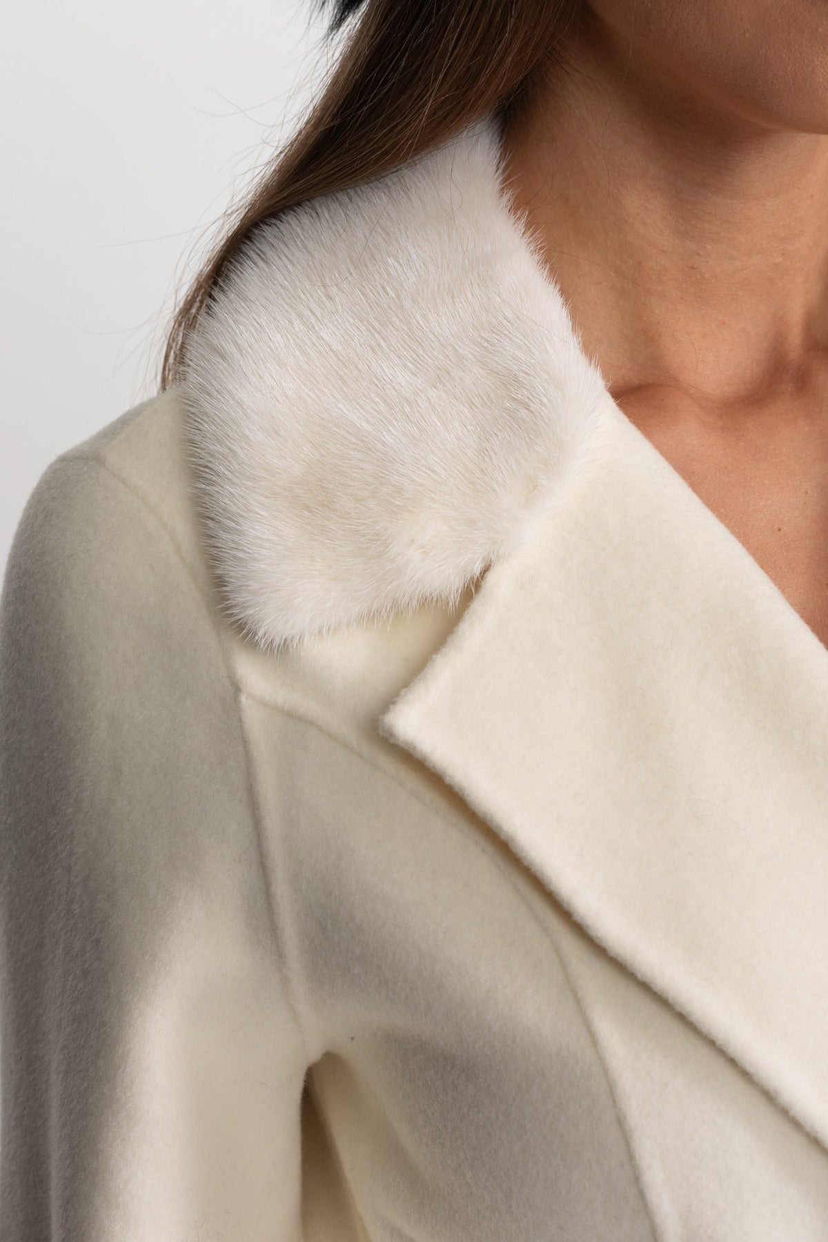 Crystal Embellished Wool Cashmere Wrap Coat – Ivory – view 8