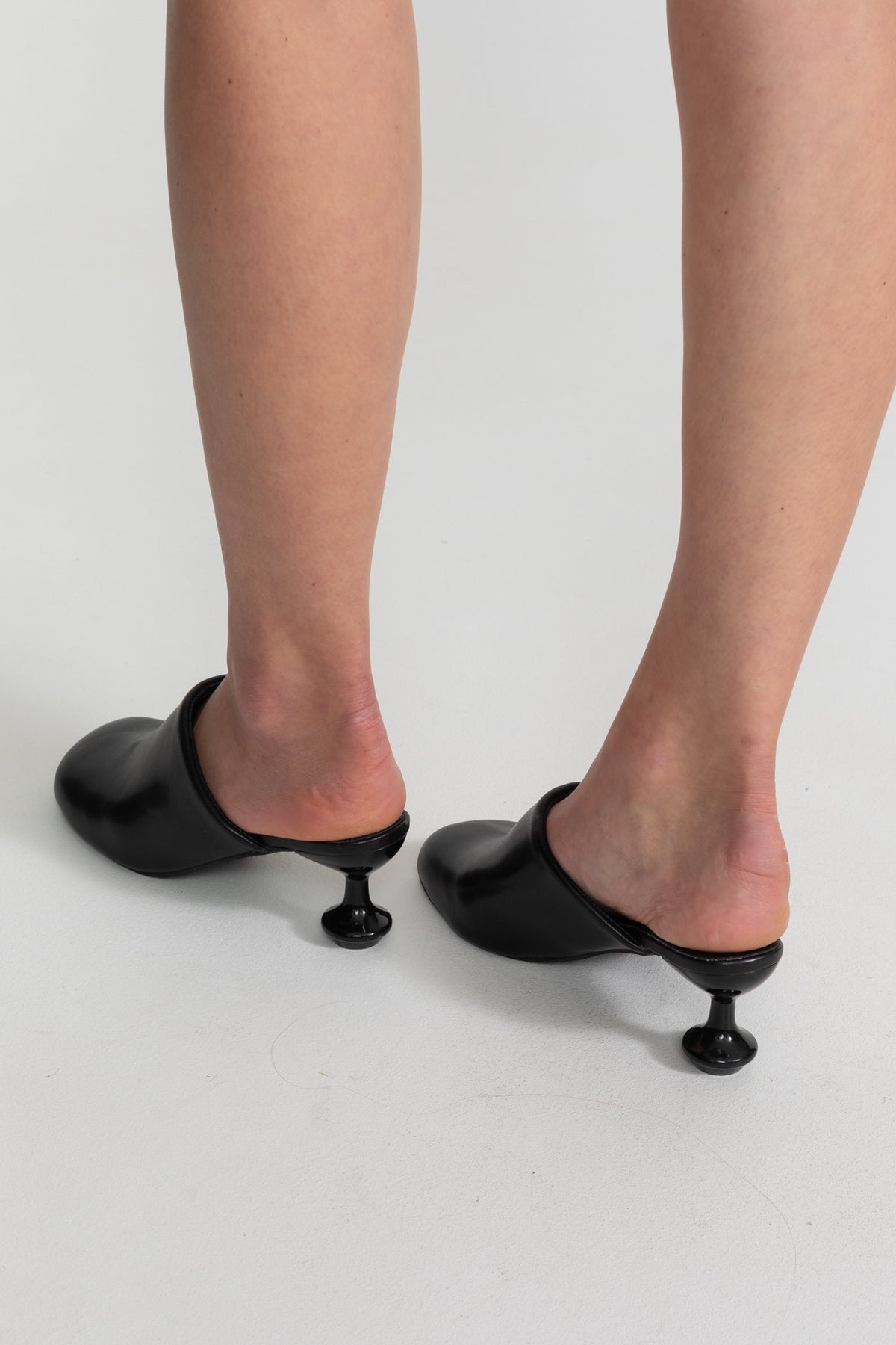 Sculptural Round Heel Mules with Rounded Square Toe – Black – view 2